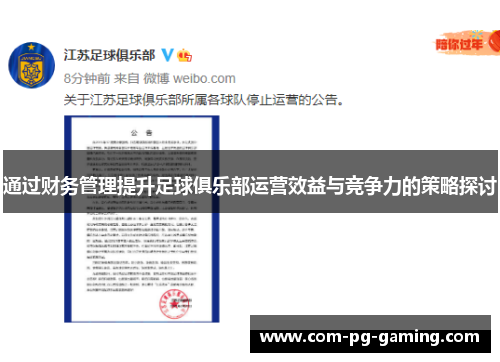通过财务管理提升足球俱乐部运营效益与竞争力的策略探讨 通过财务管理提升足球俱乐部运营效益与竞争力的策略探讨